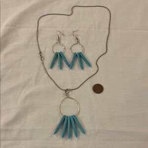 Turquoise and Silver Necklace and Earrings